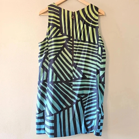 DESIGUAL Women’s Sleeveless Sheath Artsy Graphic Green Striped Mini Dress Sz 46. - Picture 12 of 15